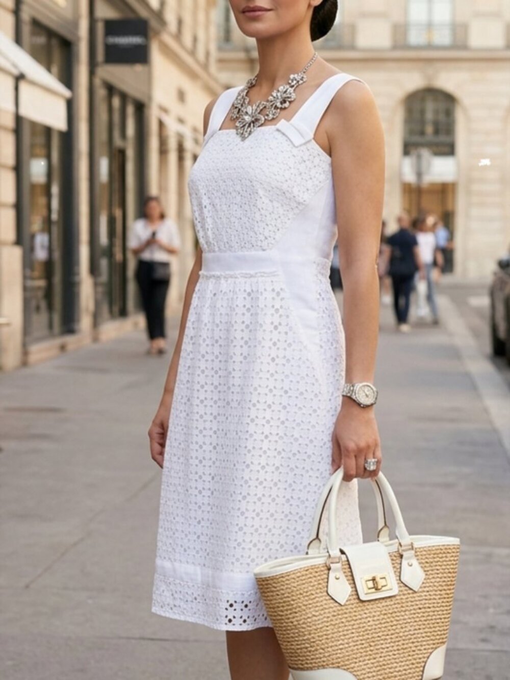 Elie Tahari white eyelet dress
